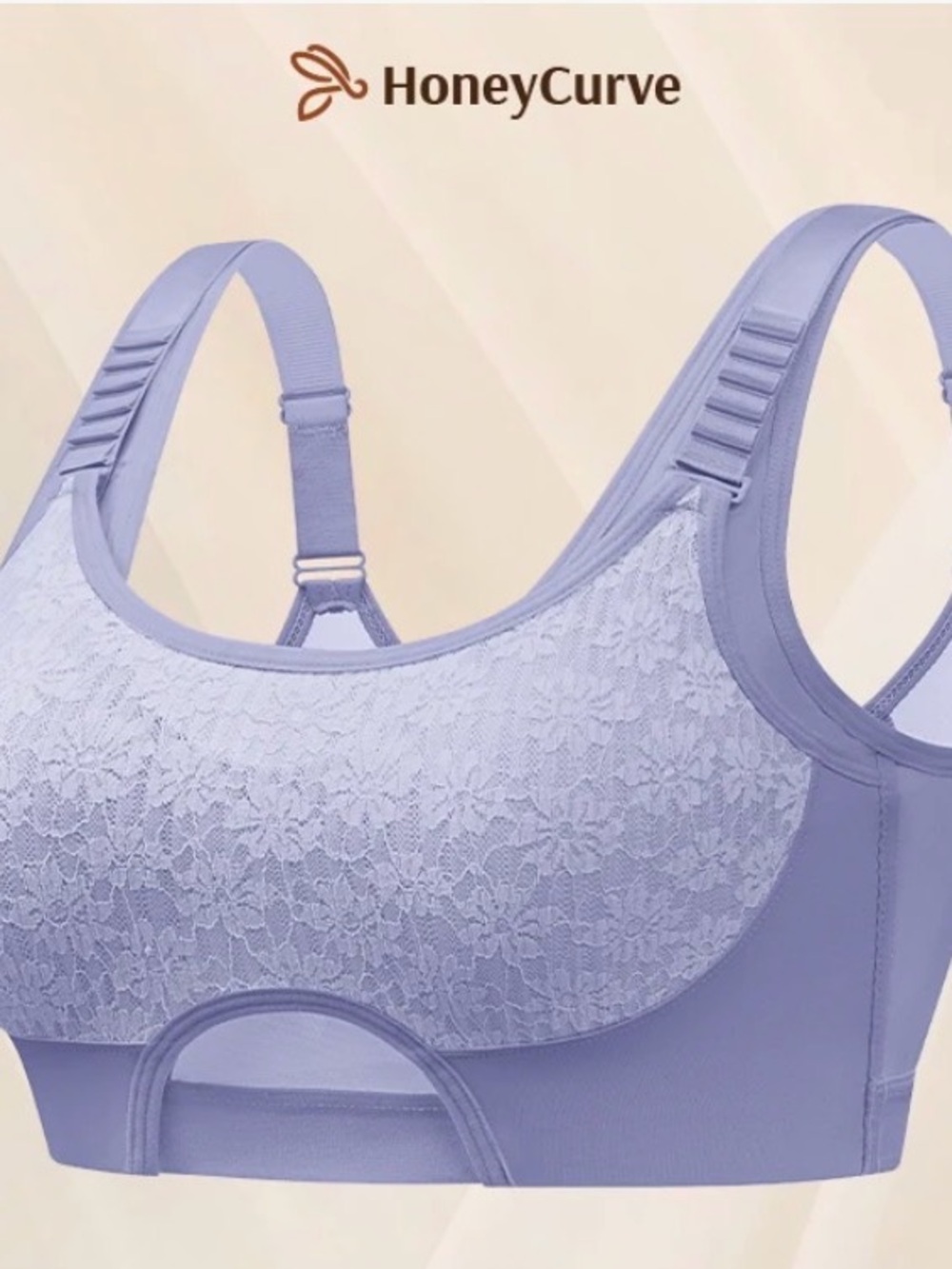 HoneyCurve Lavender Floral Wireless Bra 3X